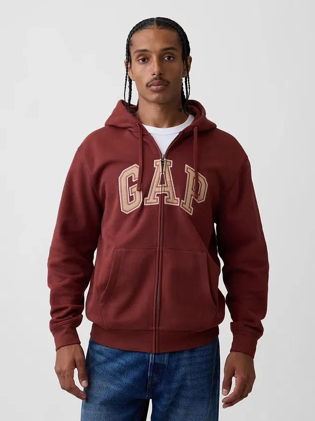 Hoodie met rits en Vintagesoft Arch Logo voor volwassenen