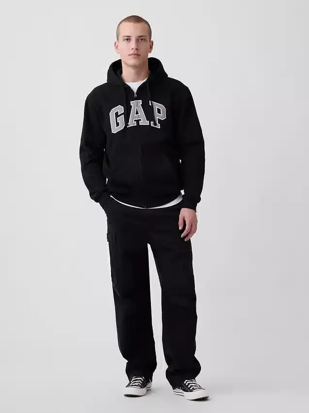 Hoodie met rits en Vintagesoft Arch Logo voor volwassenen
