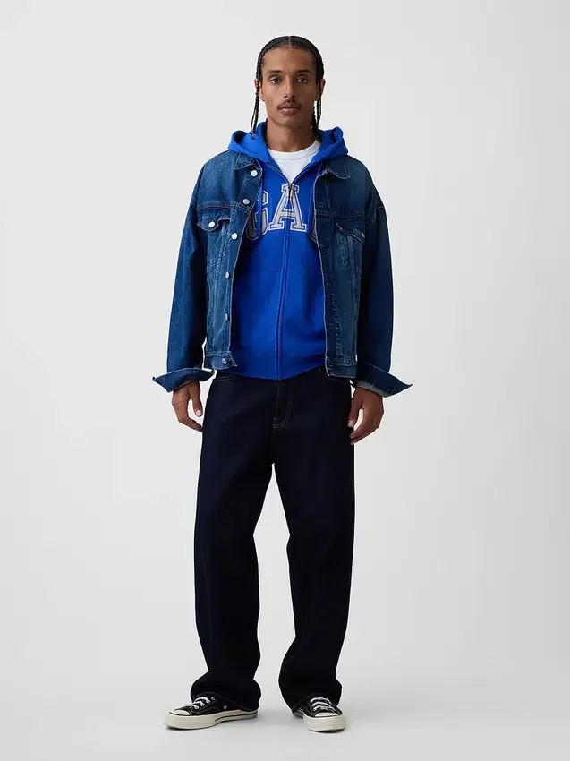 Hoodie met rits en Vintagesoft Arch Logo voor volwassenen