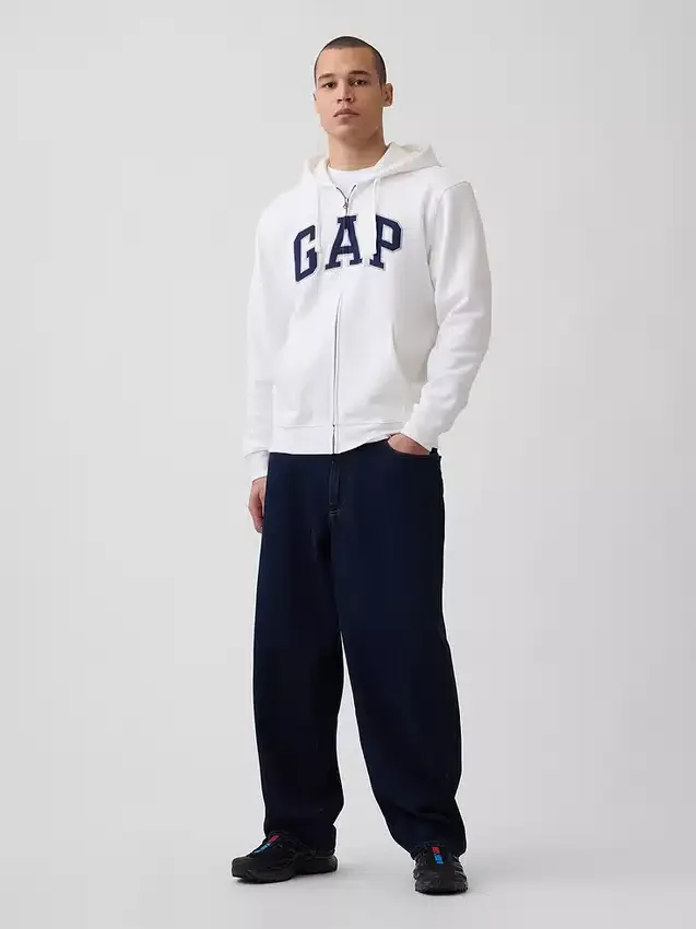 Hoodie met rits en Vintagesoft Arch Logo voor volwassenen