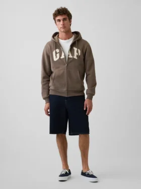 Hoodie met rits en Vintagesoft Arch Logo voor volwassenen