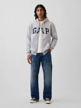 Hoodie met rits en Vintagesoft Arch Logo voor volwassenen