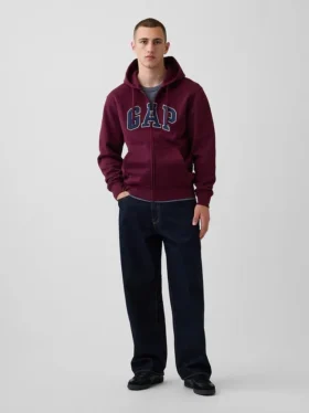 Hoodie met rits en Vintagesoft Arch Logo voor volwassenen