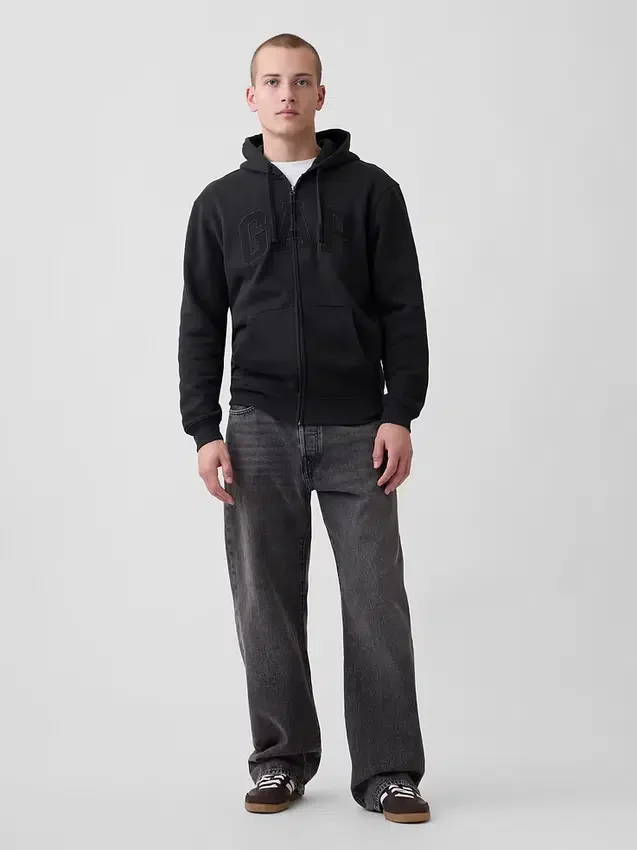 Hoodie met rits en Vintagesoft Arch Logo voor volwassenen
