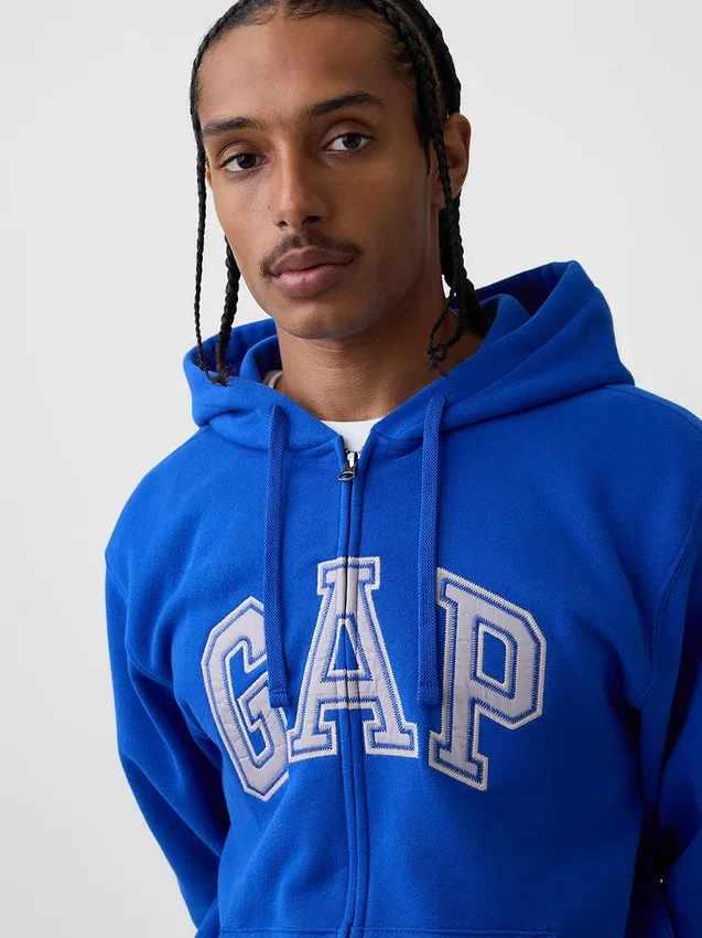 Hoodie met rits en Vintagesoft Arch Logo voor volwassenen