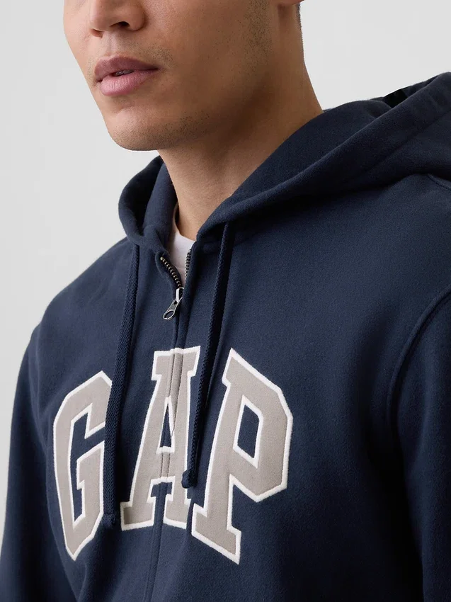 Hoodie met rits en Vintagesoft Arch Logo voor volwassenen