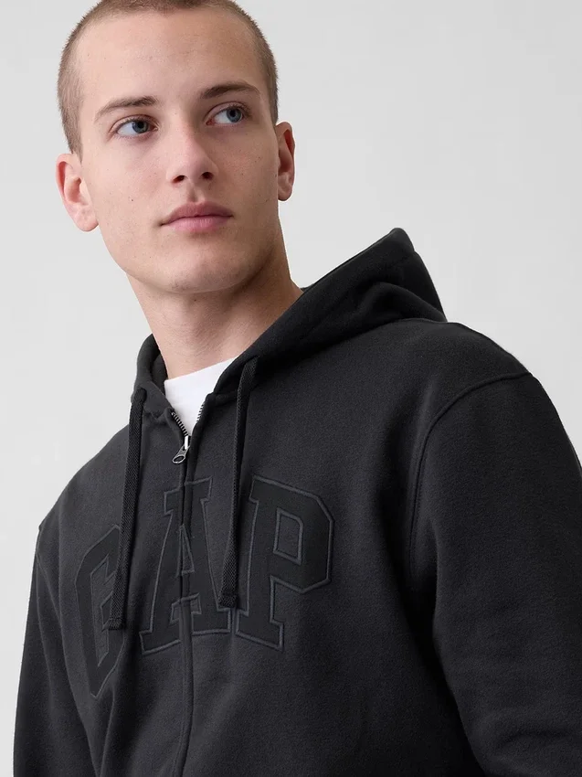 Hoodie met rits en Vintagesoft Arch Logo voor volwassenen
