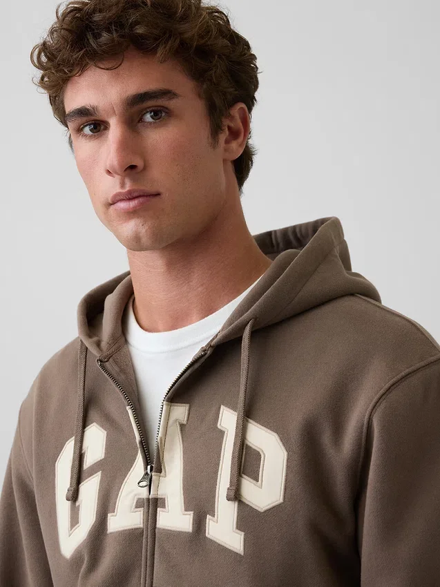 Hoodie met rits en Vintagesoft Arch Logo voor volwassenen