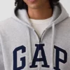Hoodie met rits en Vintagesoft Arch Logo voor volwassenen