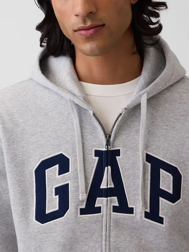 Hoodie met rits en Vintagesoft Arch Logo voor volwassenen