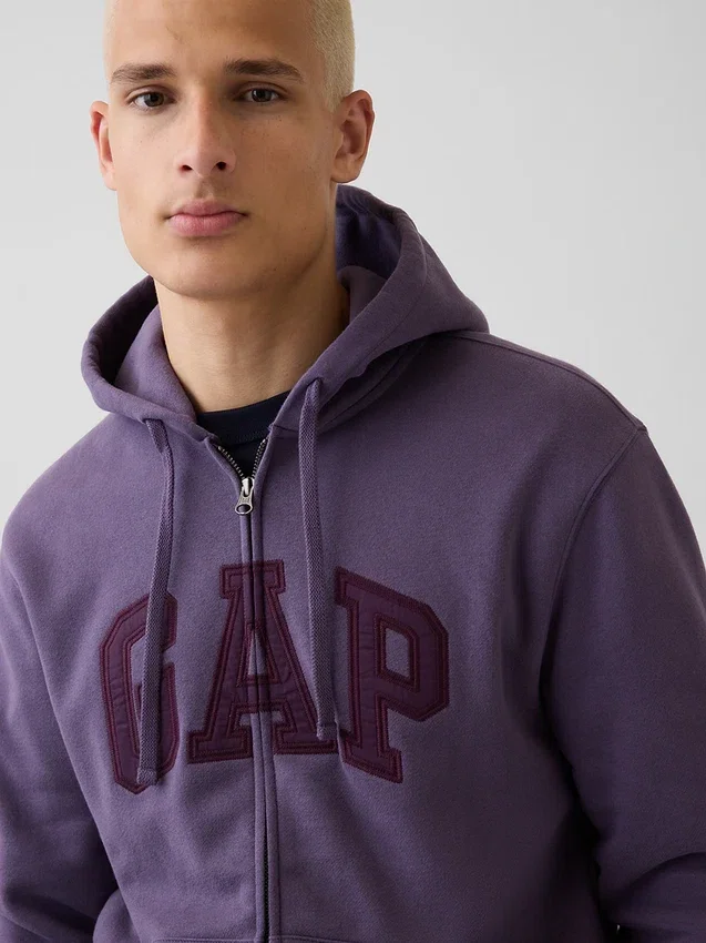 Hoodie met rits en Vintagesoft Arch Logo voor volwassenen