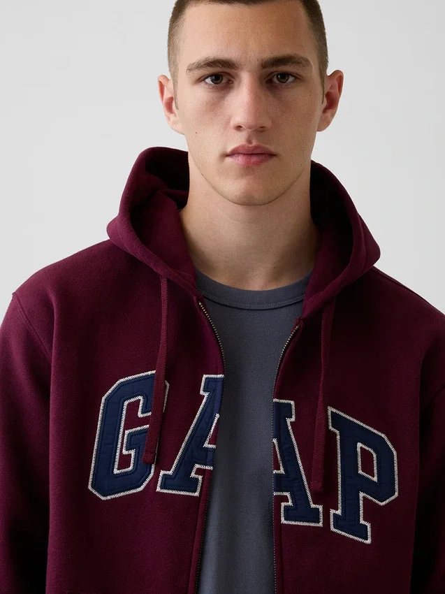 Hoodie met rits en Vintagesoft Arch Logo voor volwassenen
