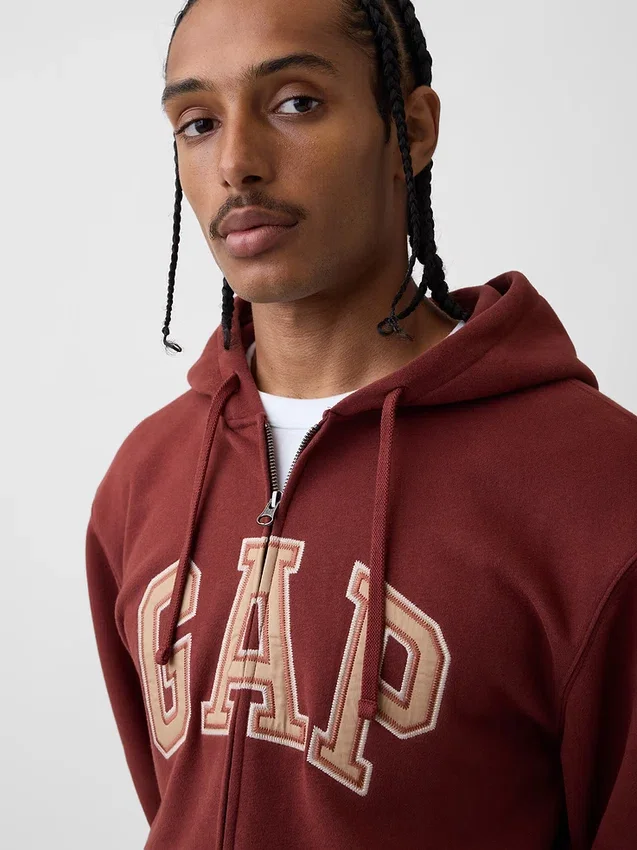 Hoodie met rits en Vintagesoft Arch Logo voor volwassenen