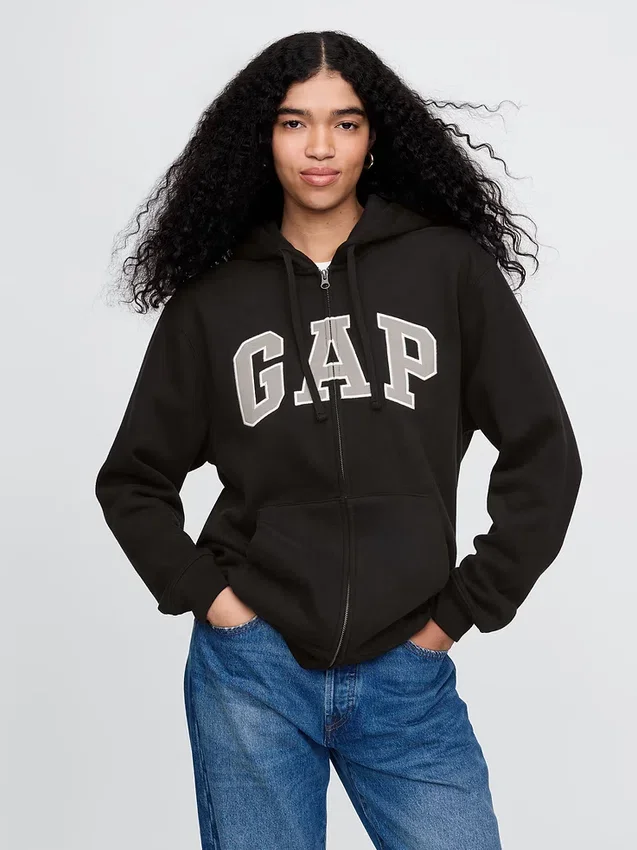 Hoodie met rits en Vintagesoft Arch Logo voor volwassenen