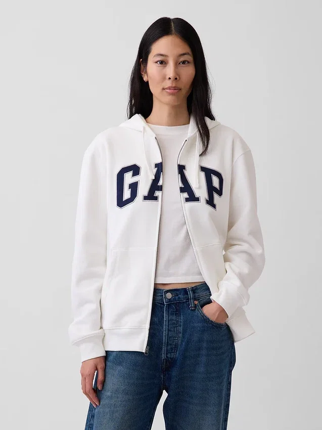 Hoodie met rits en Vintagesoft Arch Logo voor volwassenen