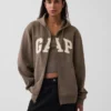 Hoodie met rits en Vintagesoft Arch Logo voor volwassenen
