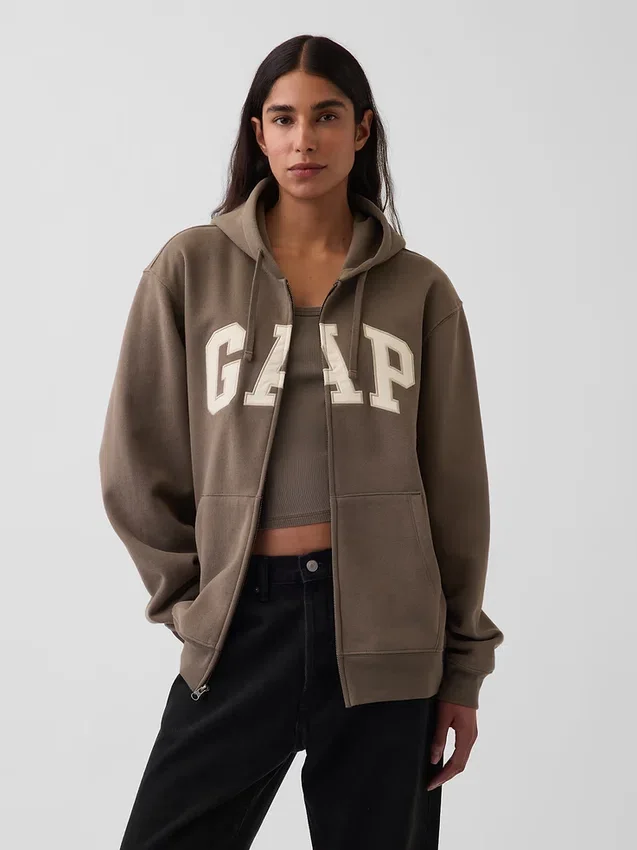 Hoodie met rits en Vintagesoft Arch Logo voor volwassenen