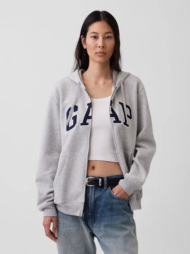 Hoodie met rits en Vintagesoft Arch Logo voor volwassenen