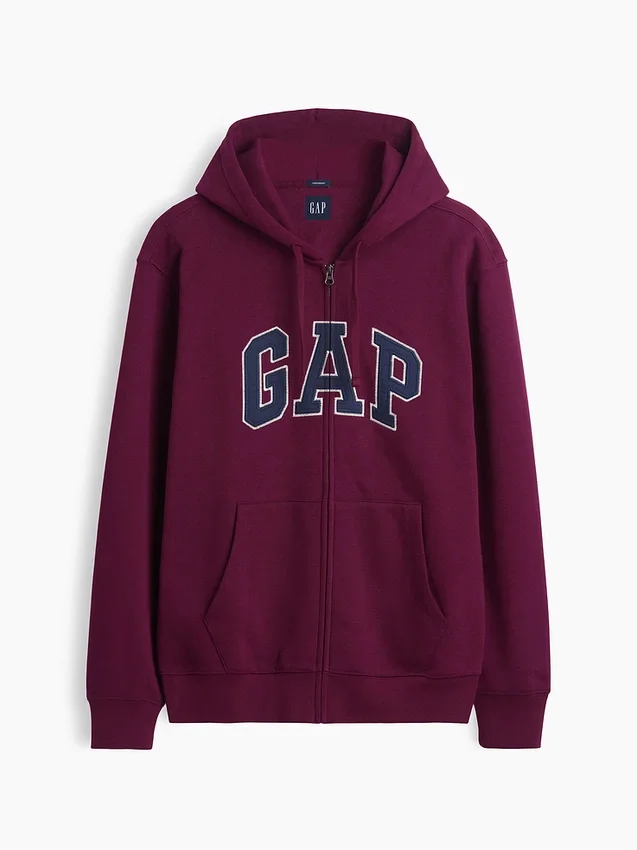 Hoodie met rits en Vintagesoft Arch Logo voor volwassenen
