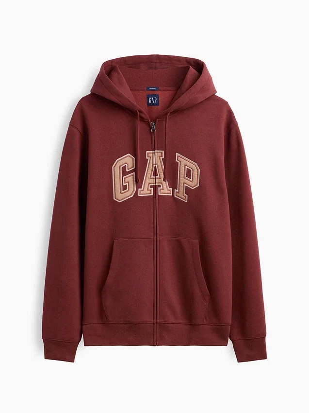 Hoodie met rits en Vintagesoft Arch Logo voor volwassenen