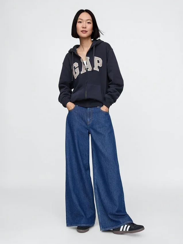 Hoodie met rits en Vintagesoft Arch Logo voor volwassenen