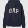 Hoodie met rits en Vintagesoft Arch Logo voor volwassenen