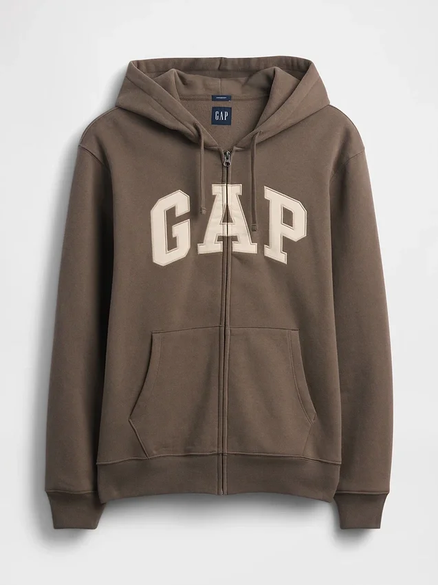 Hoodie met rits en Vintagesoft Arch Logo voor volwassenen
