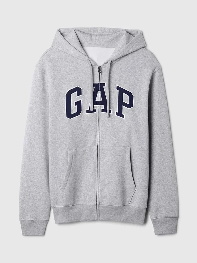Hoodie met rits en Vintagesoft Arch Logo voor volwassenen