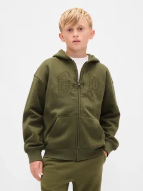 Hoodie met rits en Vintagesoft-logo voor kinderen