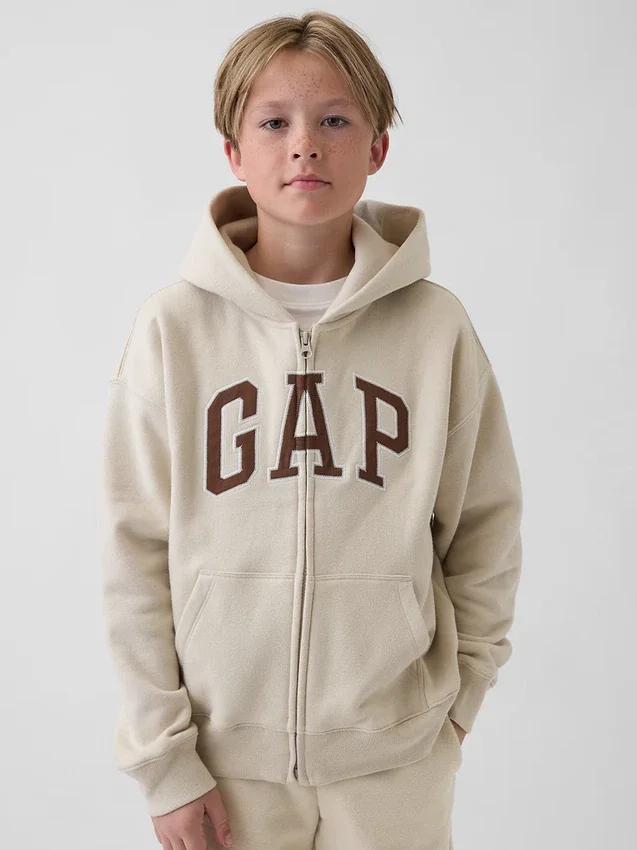 Hoodie met rits en Vintagesoft-logo voor kinderen