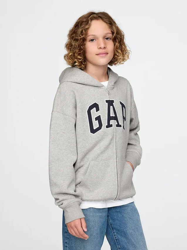 Hoodie met rits en Vintagesoft-logo voor kinderen
