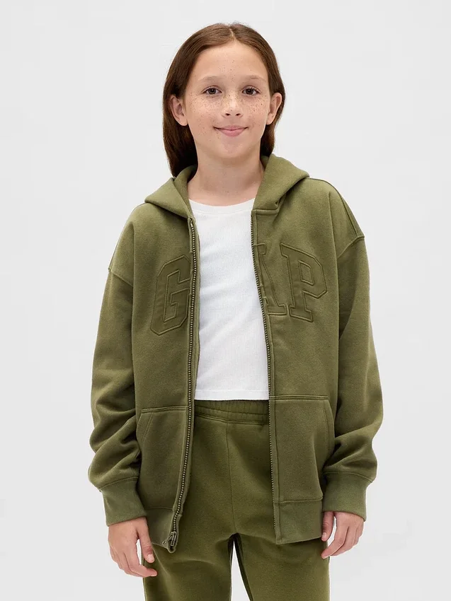 Hoodie met rits en Vintagesoft-logo voor kinderen