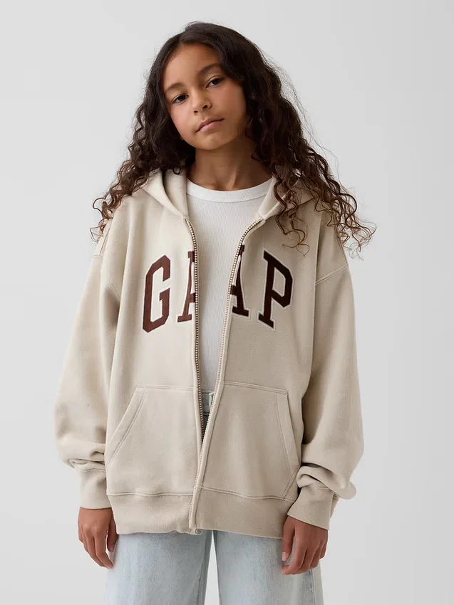 Hoodie met rits en Vintagesoft-logo voor kinderen