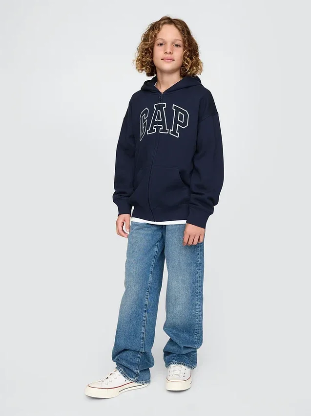 Hoodie met rits en Vintagesoft-logo voor kinderen