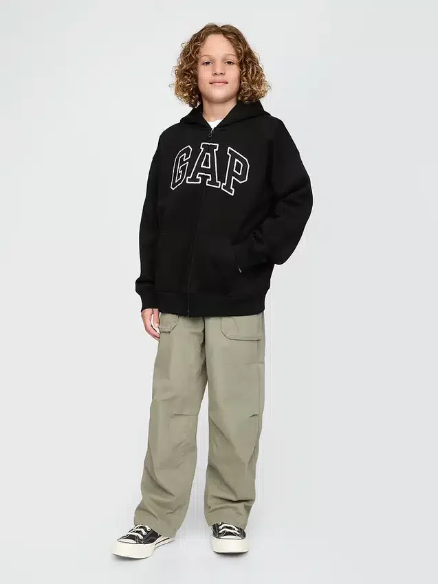 Hoodie met rits en Vintagesoft-logo voor kinderen