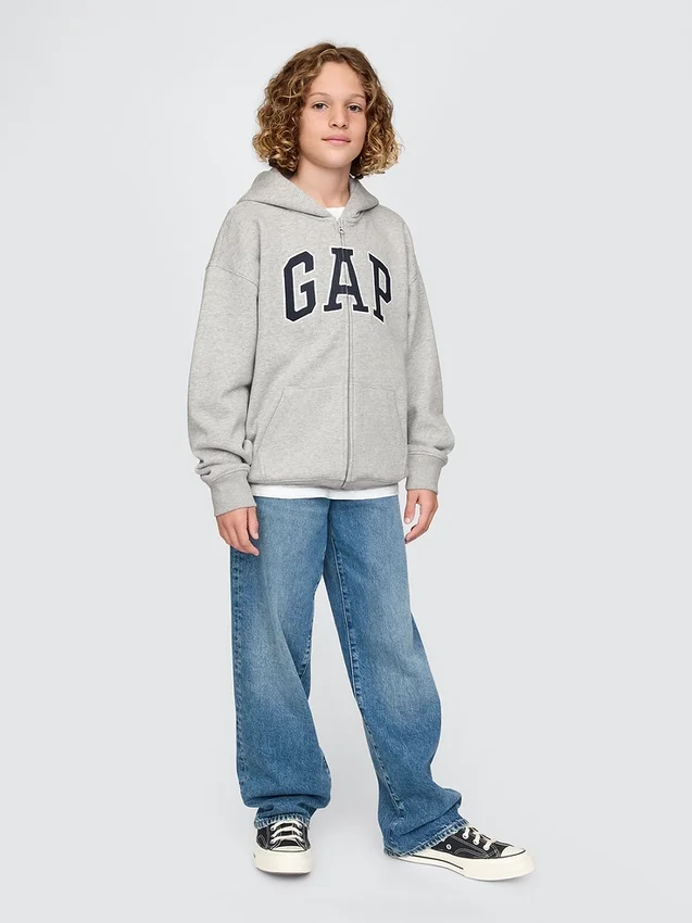 Hoodie met rits en Vintagesoft-logo voor kinderen