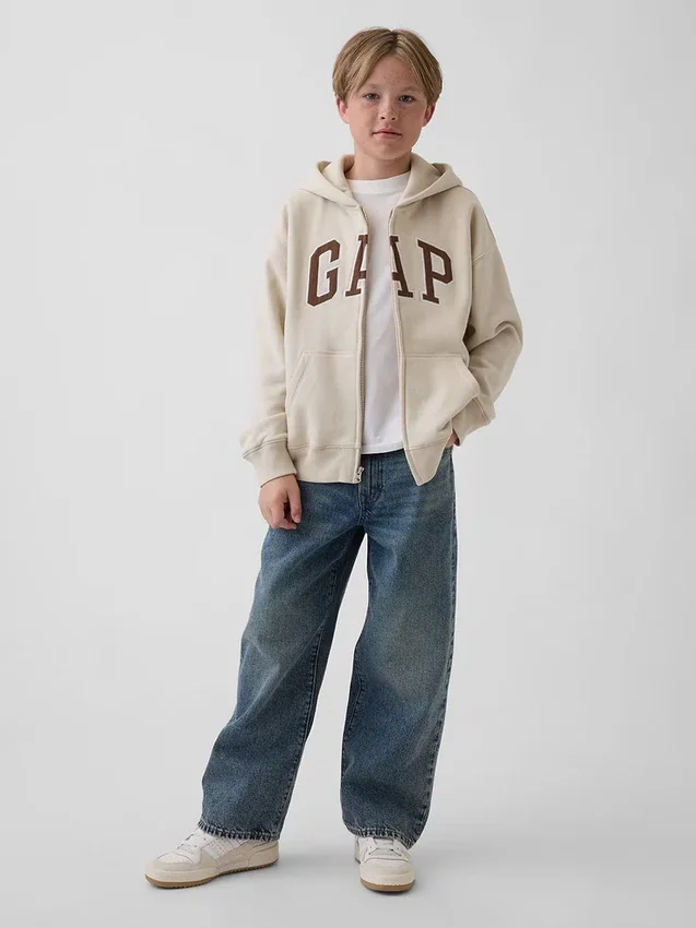 Hoodie met rits en Vintagesoft-logo voor kinderen
