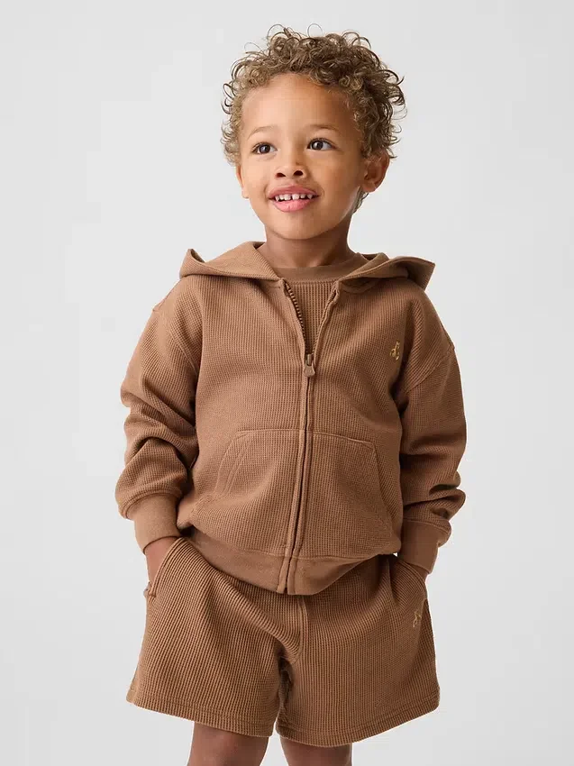Hoodie met rits en wafelpatroon voor Baby & Peuter
