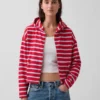 Hoodie met rits, oversized, gestreept, van badstof