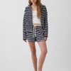Hoodie met rits, oversized, gestreept, van badstof