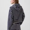 Hoodie met rits, oversized, gestreept, van badstof