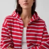 Hoodie met rits, oversized, gestreept, van badstof