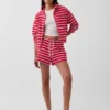 Hoodie met rits, oversized, gestreept, van badstof