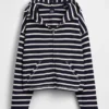 Hoodie met rits, oversized, gestreept, van badstof