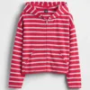 Hoodie met rits, oversized, gestreept, van badstof