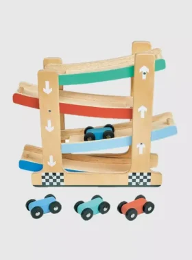 Houten racebaan met auto's voor peuters