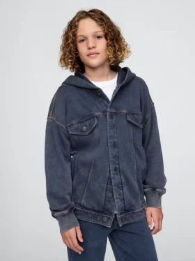 Icon-sweatshirt met capuchon voor kinderen, denimjas