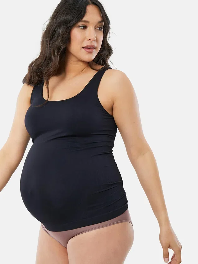 Ingrid and Isabel Basics Naadloze Cami met buiksteun voor zwangerschapskleding, 2-pack