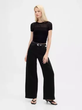 Jeans met extra hoge taille en wijde pijpen