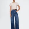 Jeans met extra hoge taille en wijde pijpen